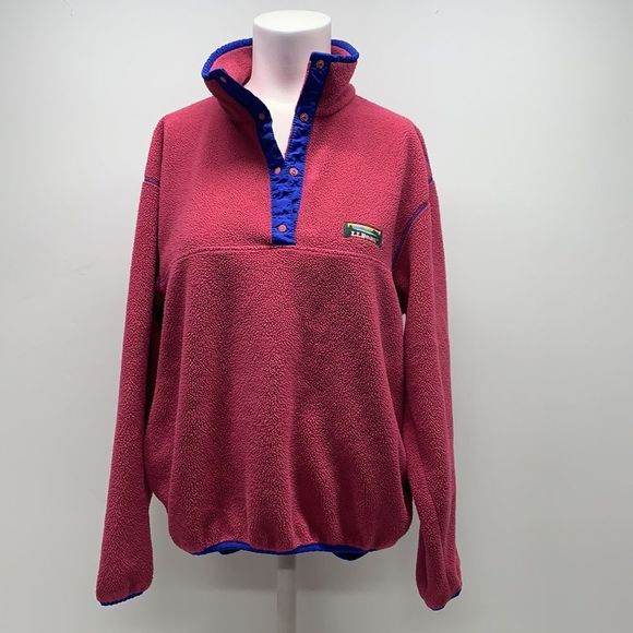 L.L. Bean Jackets & Blazers - LL Bean Vintage Snap T Fleece Pink Pull Over Long Sleeve Made in USA Medium